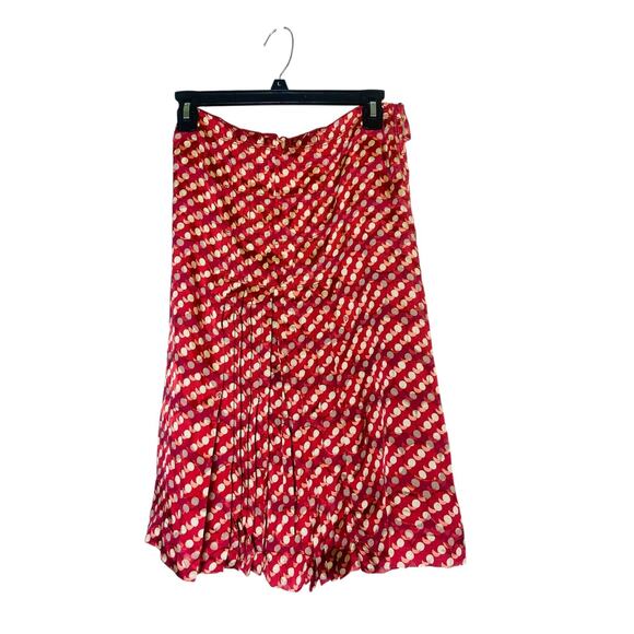 NWT Tory Burch Womens Silk Midi Pleated Skirt Inner Lining Side Zip Red Size 4 - Picture 1 of 10